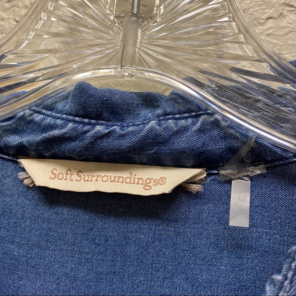 Soft Surroundings Roll Tab Button Up Chambray Shi… - image 3